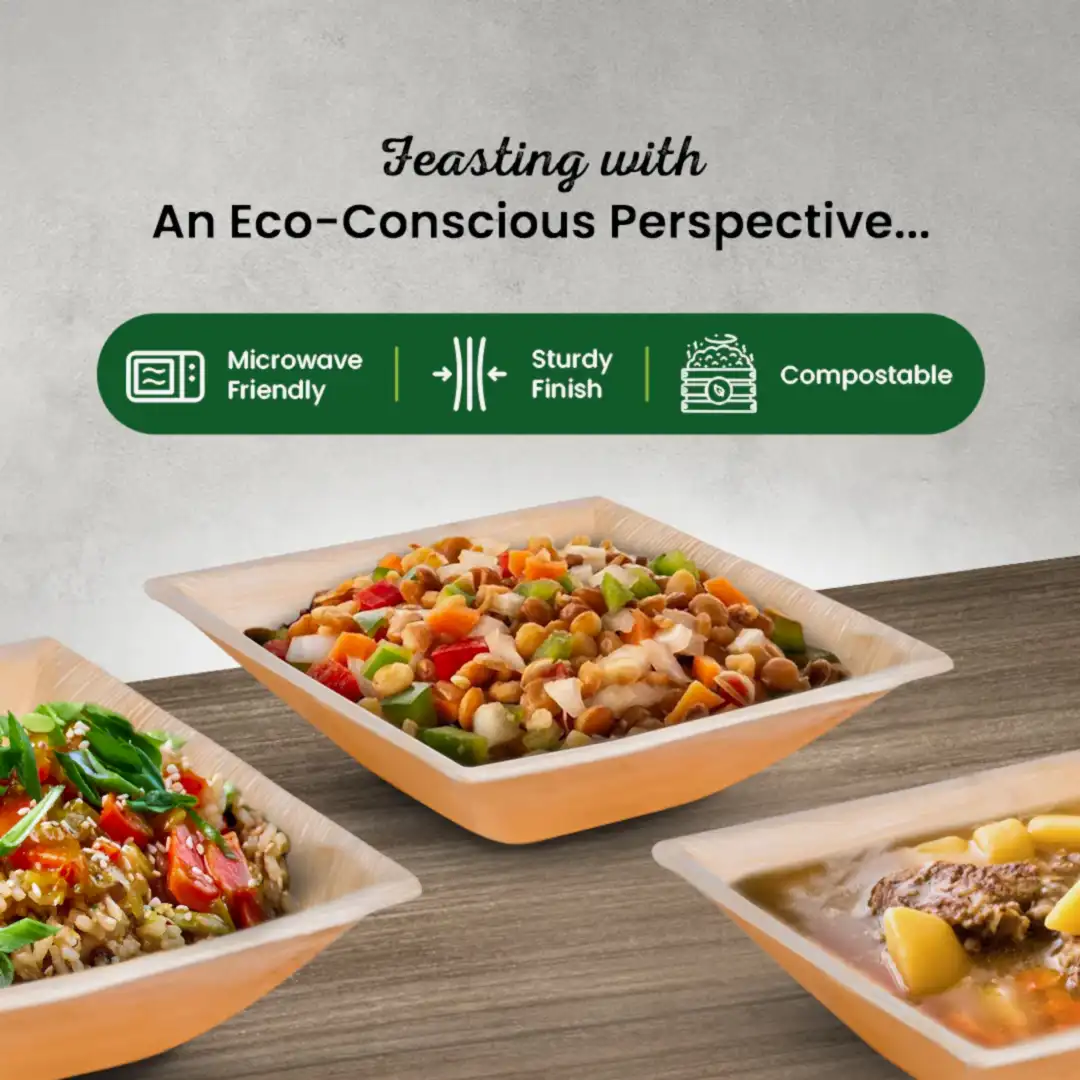7" (18cm) Square Palm Leaf Compostable Bowls - Eco Leaf Products