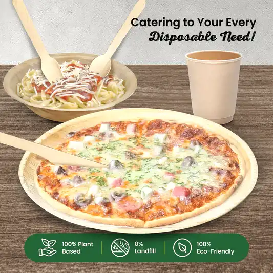 Disposable Bamboo Plates, Bowls, Cups and Wooden Cutlery Set - Eco Leaf Products