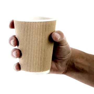 12oz (340ml) Kraft Ripple Recyclable Coffee Cups - Eco Leaf Products