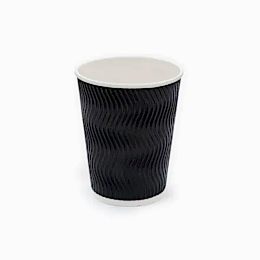 12oz (340ml) Black Ripple Coffee Cups - Eco Leaf Products