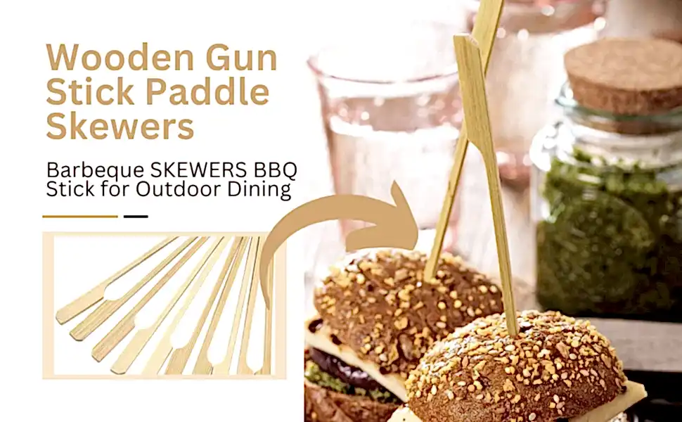 Bamboo Gun Shape Teppo Paddle Gushi Party Skewers (100 pack) - Eco Leaf Products