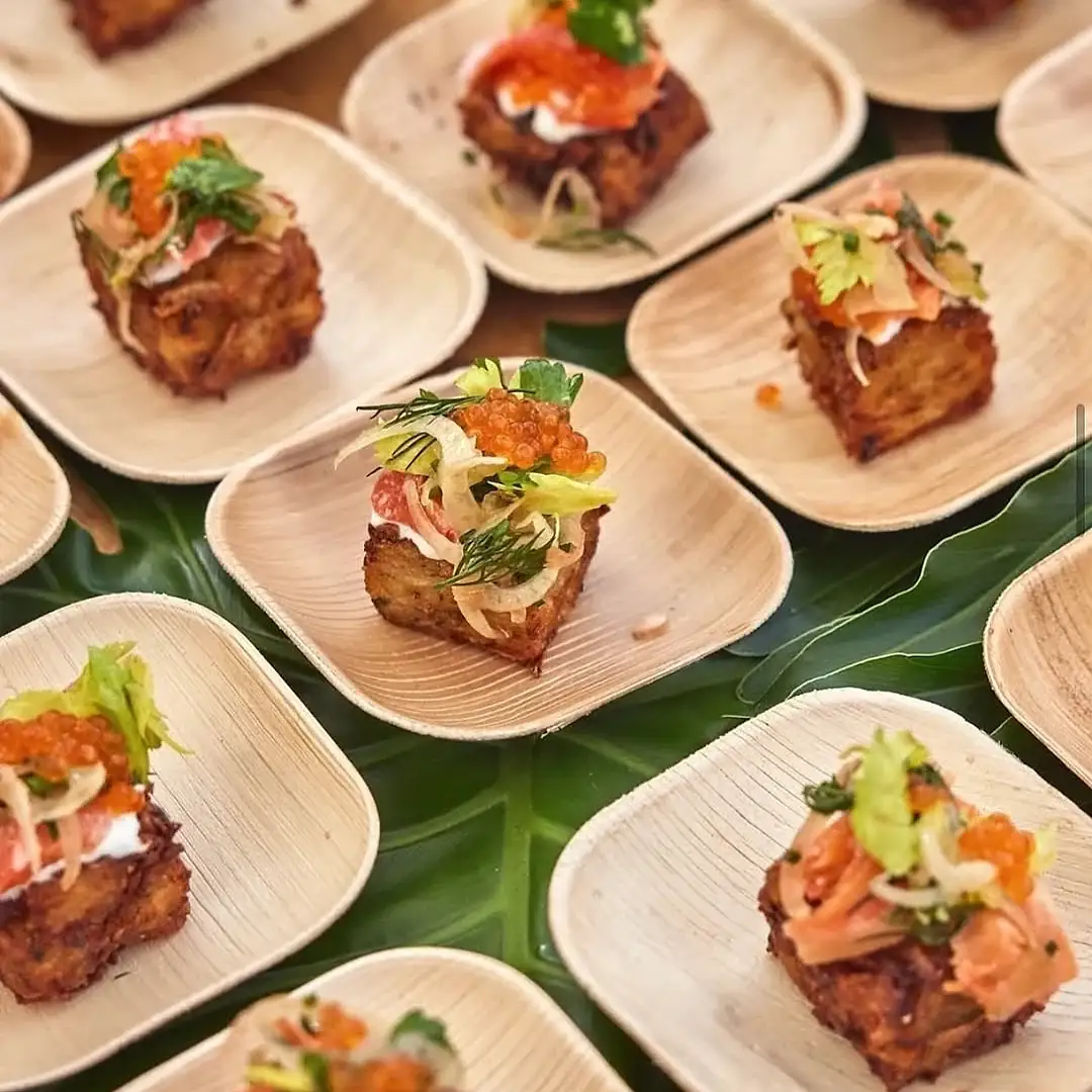 Small 4" (10cm) Square Compostable Bamboo Plates - Eco Leaf Products