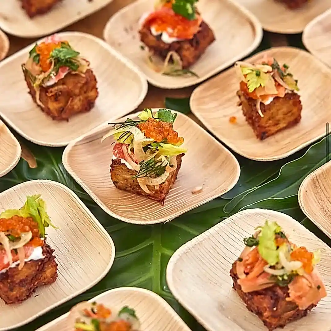 Small 4" (10cm) Square Compostable Bamboo Plates - Eco Leaf Products