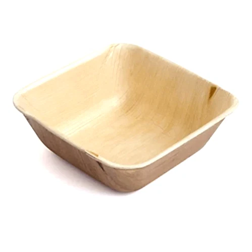 5" (12cm) Square Disposable Palm Leaf Dessert Bowls - Eco Leaf Products