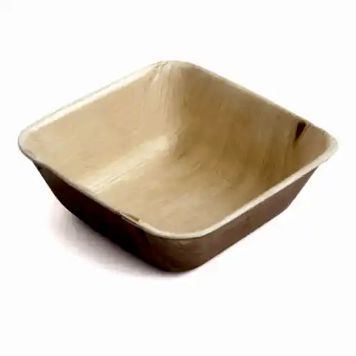 5" (12cm) Square Disposable Palm Leaf Dessert Bowls - Eco Leaf Products