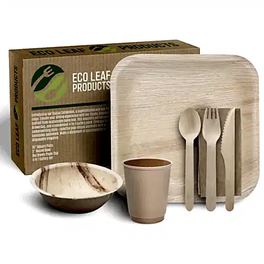 Eco Friendly Picnic Bundle - Bamboo Plates & Bowls - Eco Leaf Products