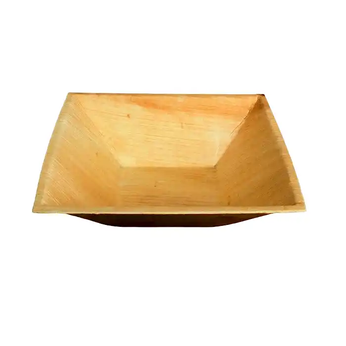 6" (16cm) Square Pyramid Palm Leaf Disposable Bowls - Eco Leaf Products