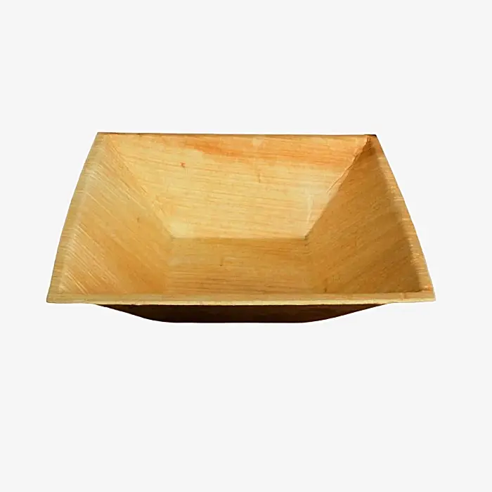 6" (16cm) Square Pyramid Palm Leaf Disposable Bowls - Eco Leaf Products