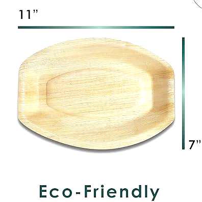 11" x 7" Medium Oval Disposable Bamboo Serving Tray - Eco Leaf Products