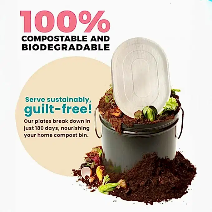 Large Round Oval Disposable Bamboo Tray 14" x 10" - Eco Leaf Products