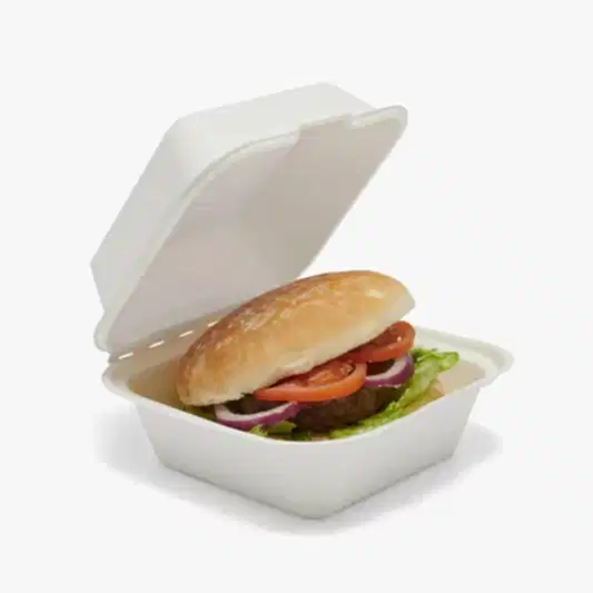 Disposable Burger Box - 6" x 6" Large White - Eco Leaf Products