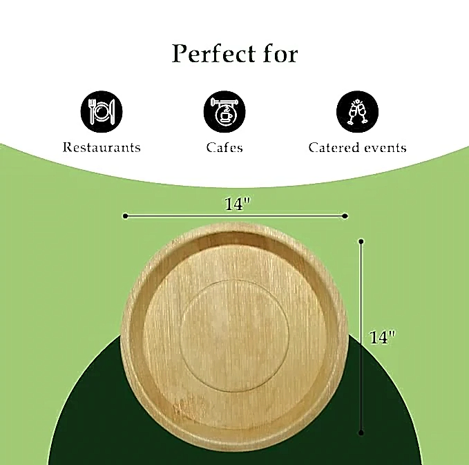 14" (36cm) X-Large Pizza Disposable Bamboo Plates - Eco Leaf Products