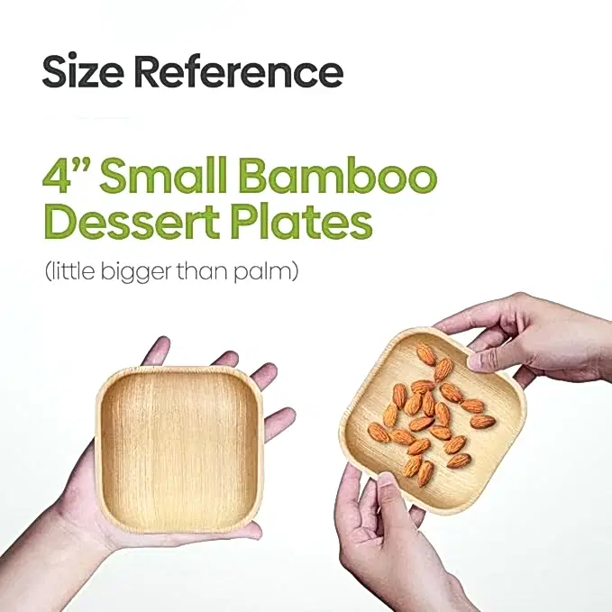 Small 4" (10cm) Square Compostable Bamboo Plates - Eco Leaf Products