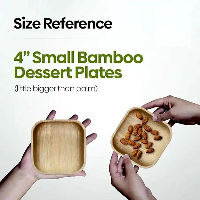 Small 4" (10cm) Square Compostable Bamboo Plates - Eco Leaf Products