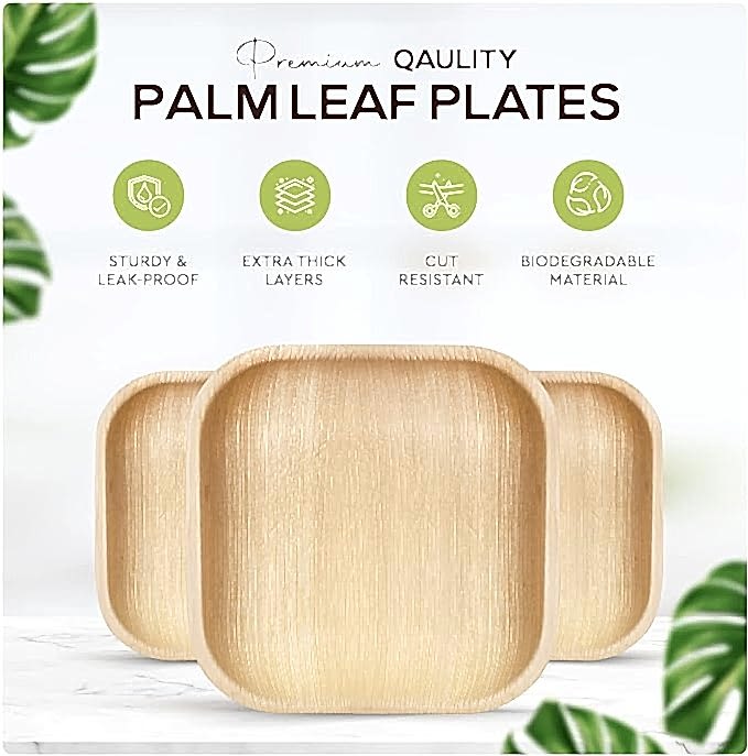 Small 4" (10cm) Square Compostable Bamboo Plates - Eco Leaf Products