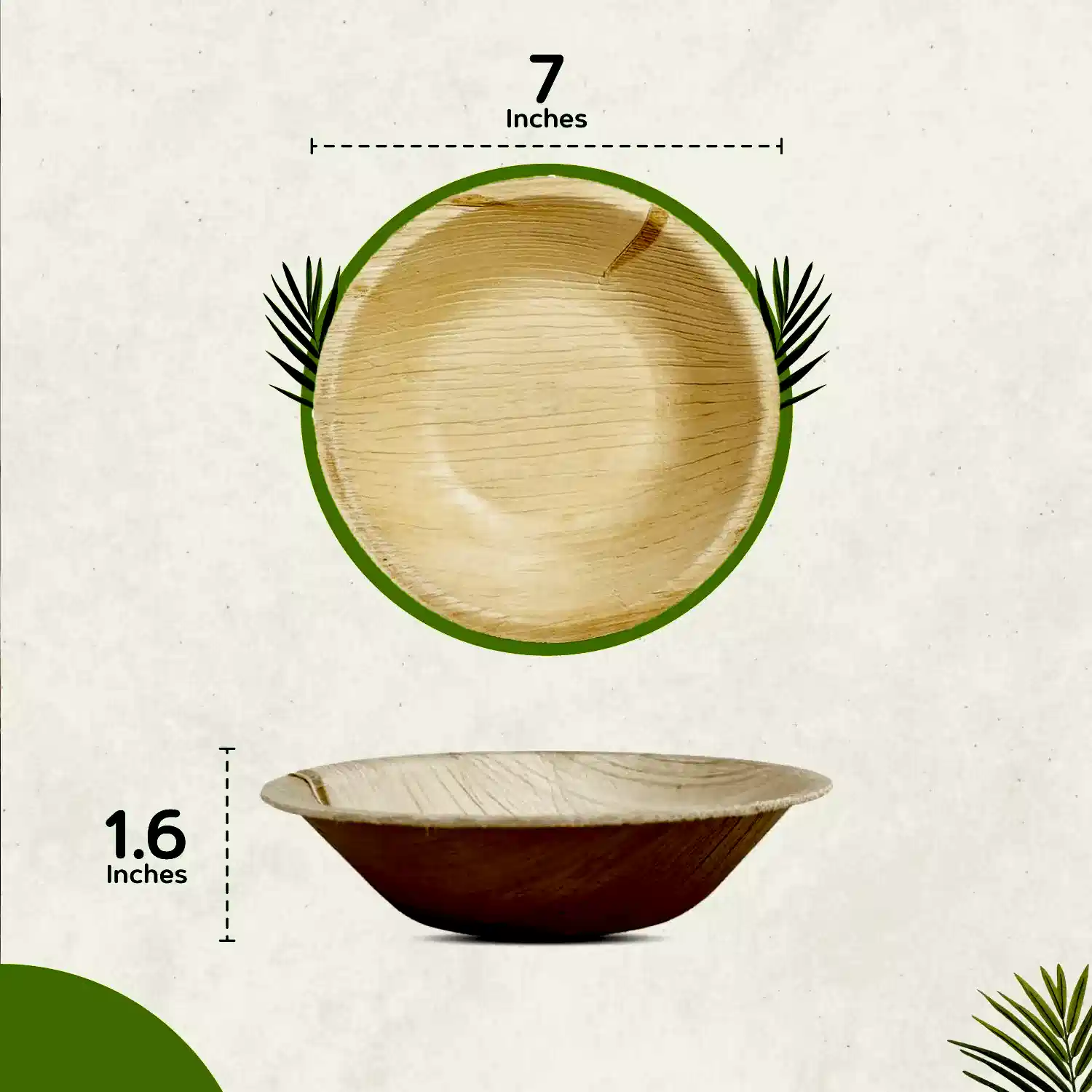 7" (18cm) Round Compostable Bamboo Bowls - Eco Leaf Products