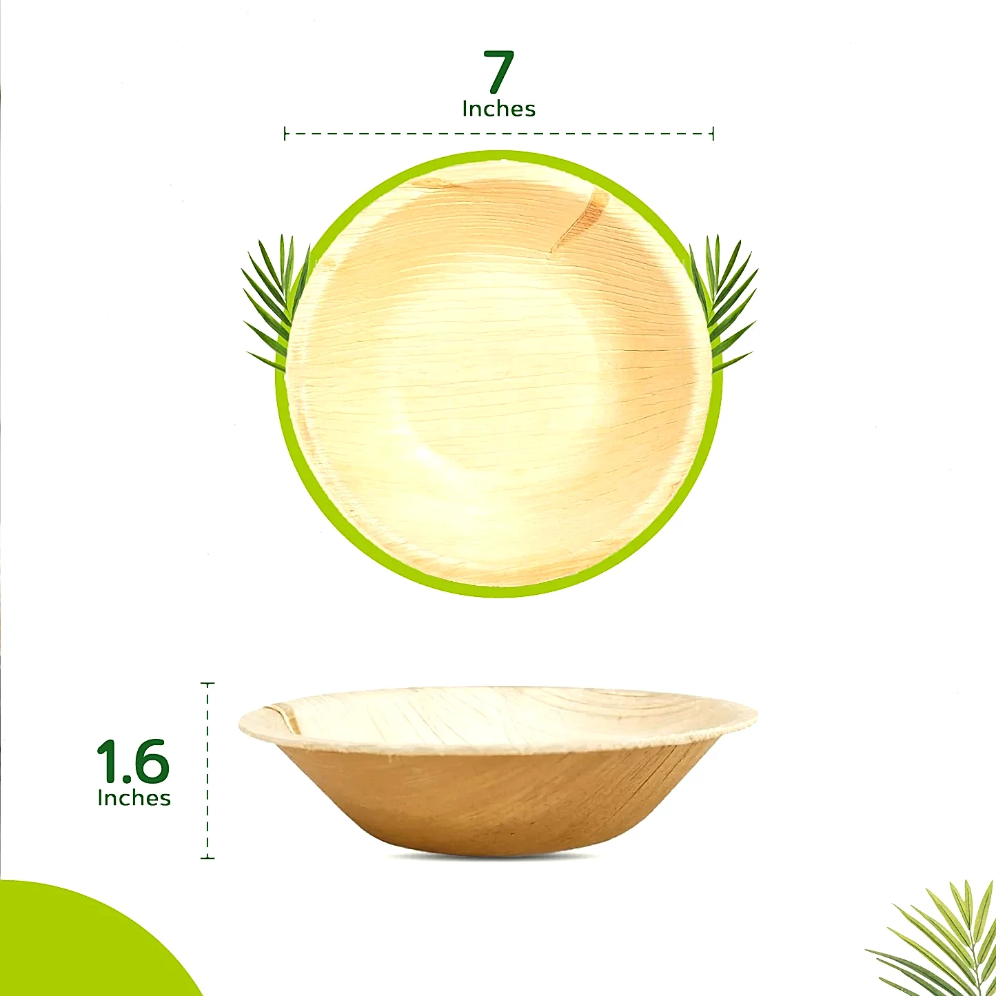 7" (18cm) Round Compostable Bamboo Bowls - Eco Leaf Products