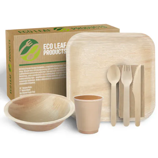 Eco-Friendly BBQ Bundle - Palm Leaf Plates & Bowls - Eco Leaf Products