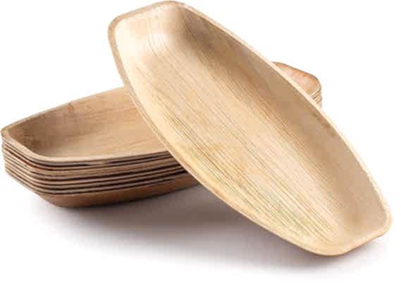 11" x 7" Medium Oval Disposable Bamboo Serving Tray - Eco Leaf Products