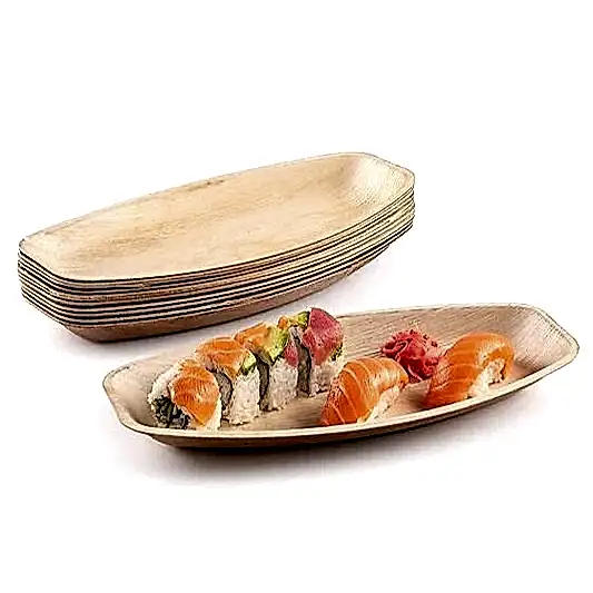 11" x 7" Medium Oval Disposable Bamboo Serving Tray - Eco Leaf Products