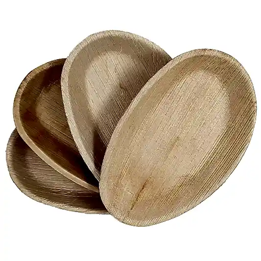 Large Oval Disposable 10" (25cm) Bamboo Palm Leaf Plates - Eco Leaf Products