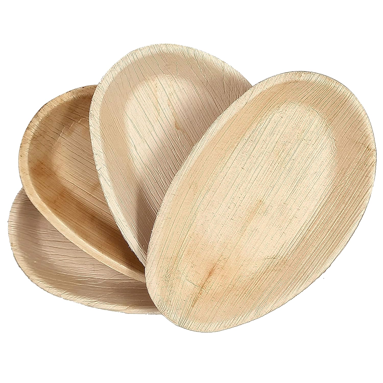Large Oval Disposable 10" (25cm) Bamboo Palm Leaf Plates - Eco Leaf Products