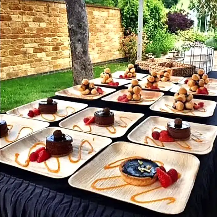 8" / 20 cm Square Palm Leaf Disposable Plate - Eco Leaf Products