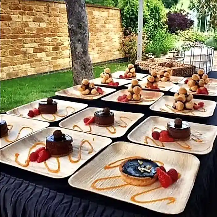 8" / 20 cm Square Palm Leaf Disposable Plate - Eco Leaf Products