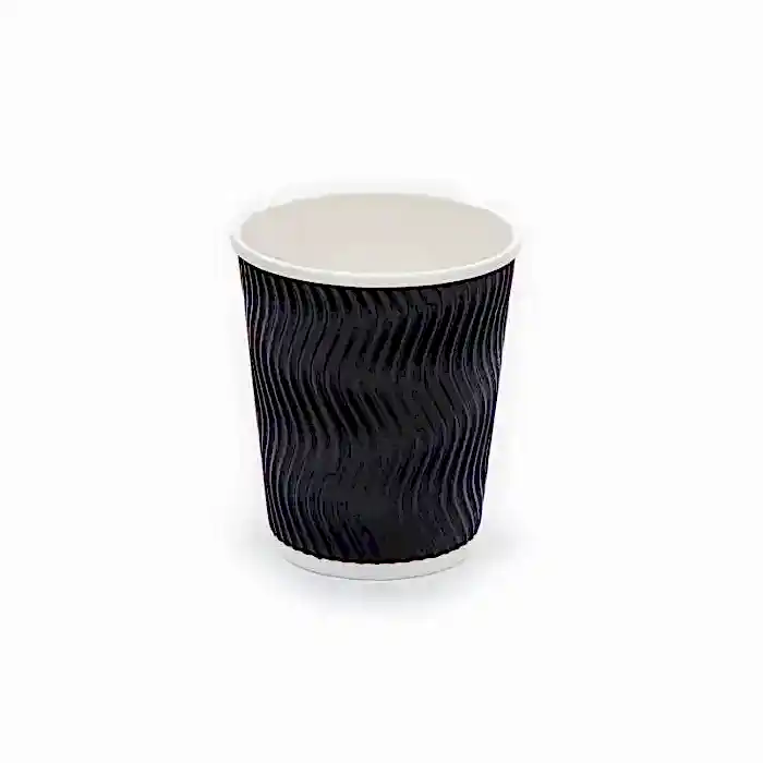 8oz (225ml) Black Ripple Coffee Cups - Eco Leaf Products