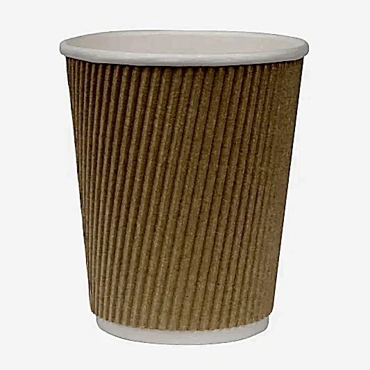 8oz (225ml) Kraft Ripple Recyclable Coffee Cups - Eco Leaf Products