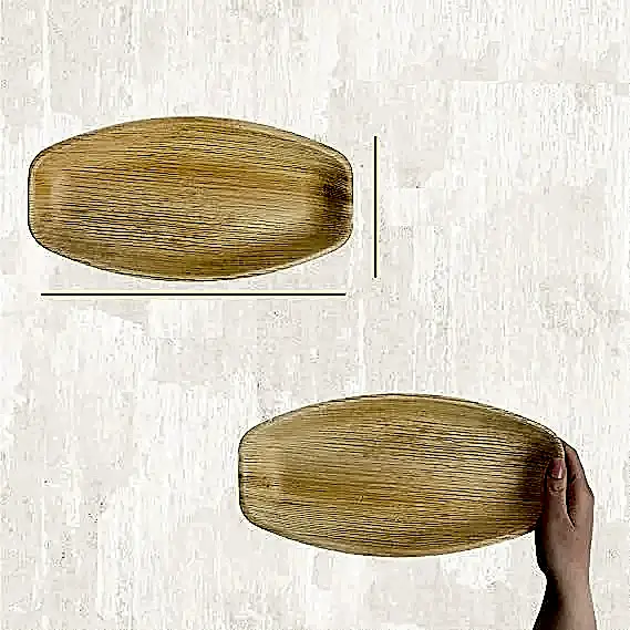 11" x 7" Medium Oval Disposable Bamboo Serving Tray - Eco Leaf Products