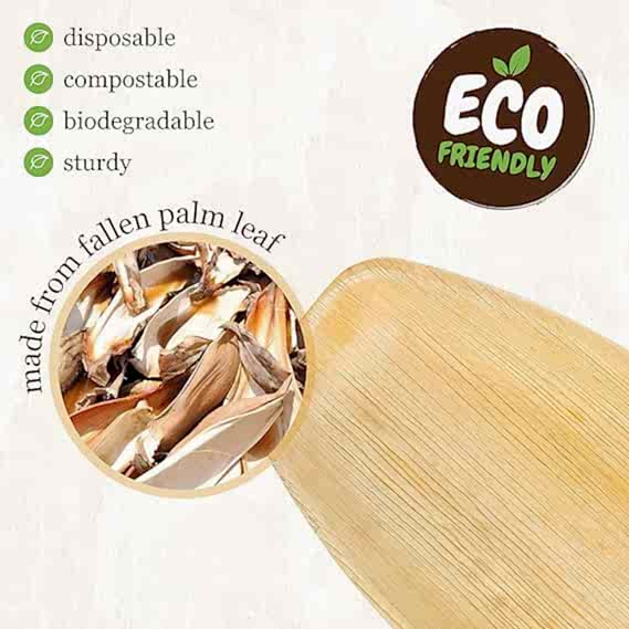 11" x 7" Medium Oval Disposable Bamboo Serving Tray - Eco Leaf Products