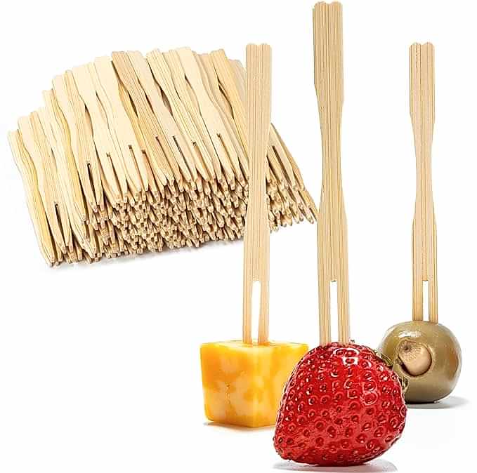 9cm (3.5") Wooden Bamboo Buffet Forks - Eco Leaf Products