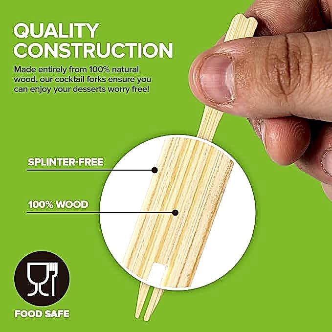 9cm (3.5") Wooden Bamboo Buffet Forks - Eco Leaf Products