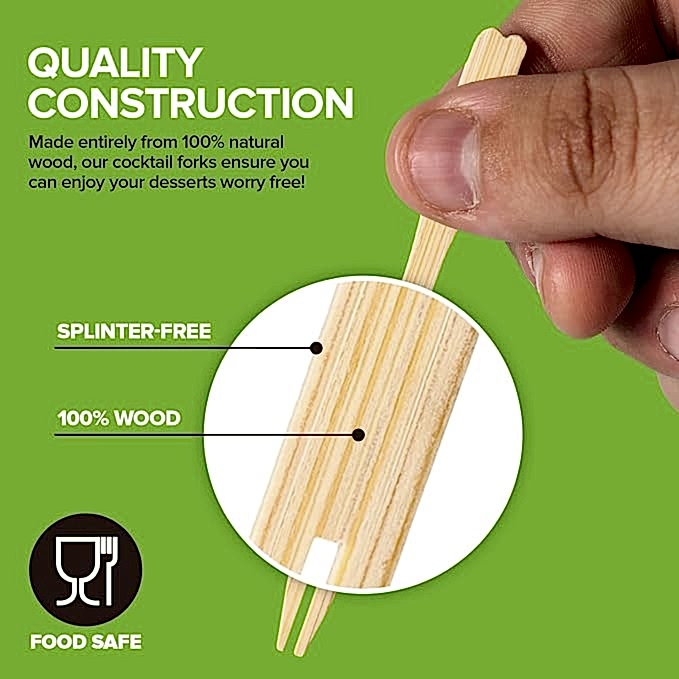 9cm (3.5") Wooden Bamboo Buffet Forks - Eco Leaf Products