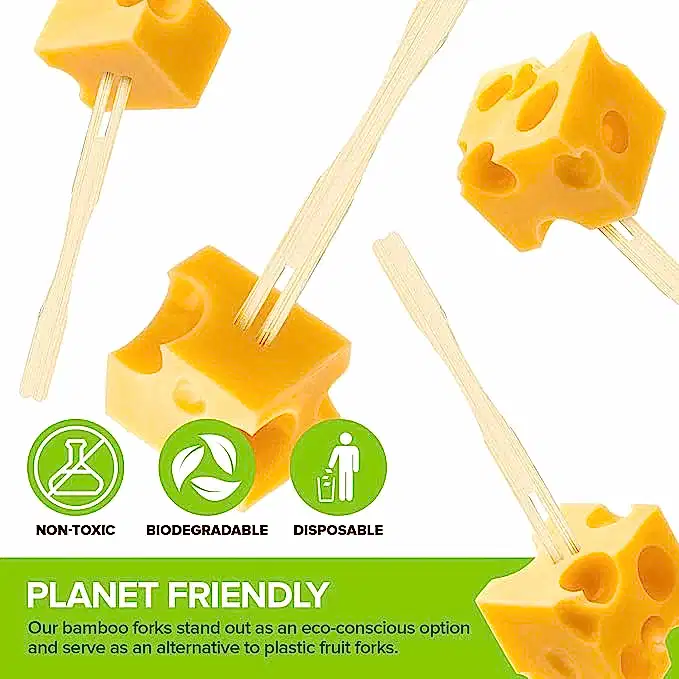 9cm (3.5") Wooden Bamboo Buffet Forks - Eco Leaf Products