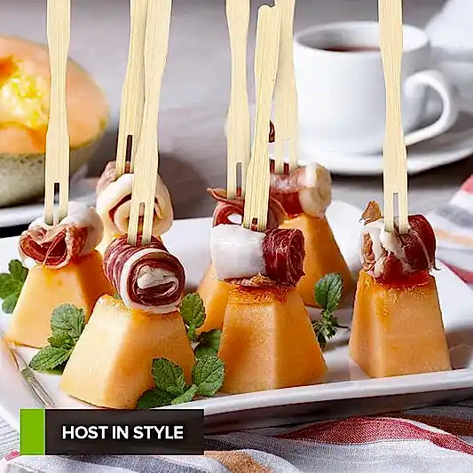 9cm (3.5") Wooden Bamboo Buffet Forks - Eco Leaf Products