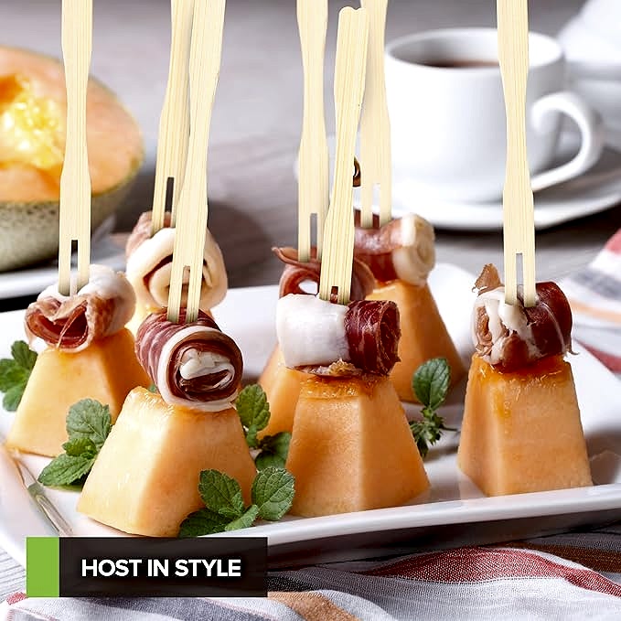 9cm (3.5") Wooden Bamboo Buffet Forks - Eco Leaf Products