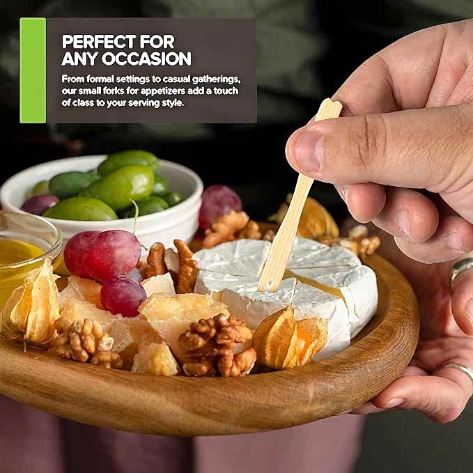 9cm (3.5") Wooden Bamboo Buffet Forks - Eco Leaf Products