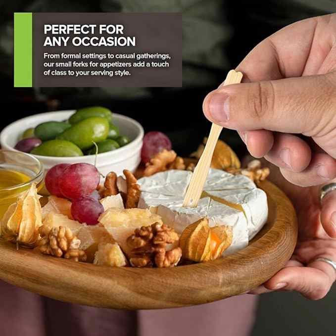 9cm (3.5") Wooden Bamboo Buffet Forks - Eco Leaf Products