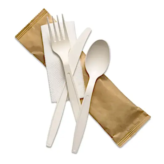 4 in 1 Cornstarch Premium Disposable Cutlery Pack - Eco Leaf Products