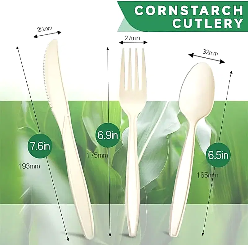 4 in 1 Cornstarch Premium Disposable Cutlery Pack - Eco Leaf Products