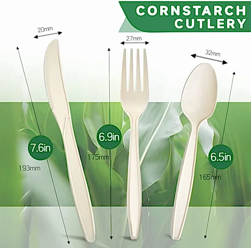 4 in 1 Cornstarch Premium Disposable Cutlery Pack - Eco Leaf Products