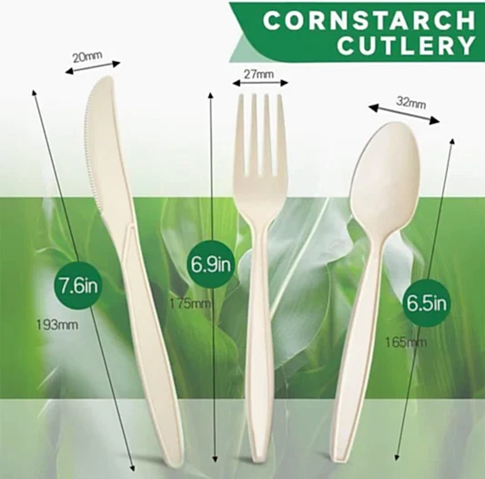 4 in 1 Cornstarch Premium Disposable Cutlery Pack - Eco Leaf Products
