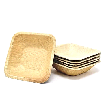 3.5" (9cm) Square Palm Leaf Bowls - Canape Dips - Eco Leaf Products