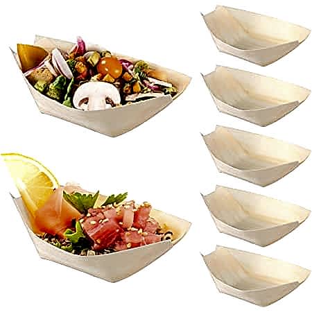Canape Wooden Food Boats (Pack of 50) - Eco Leaf Products