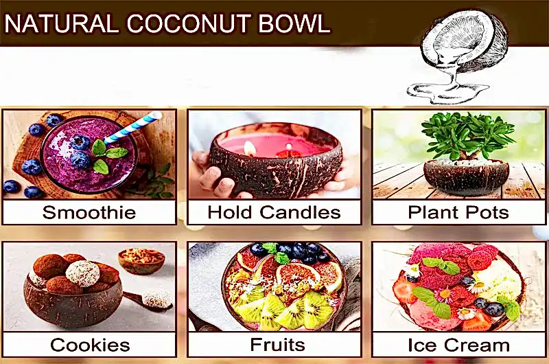 Round Polished Textured Coconut Shell 400ml - Eco Leaf Products