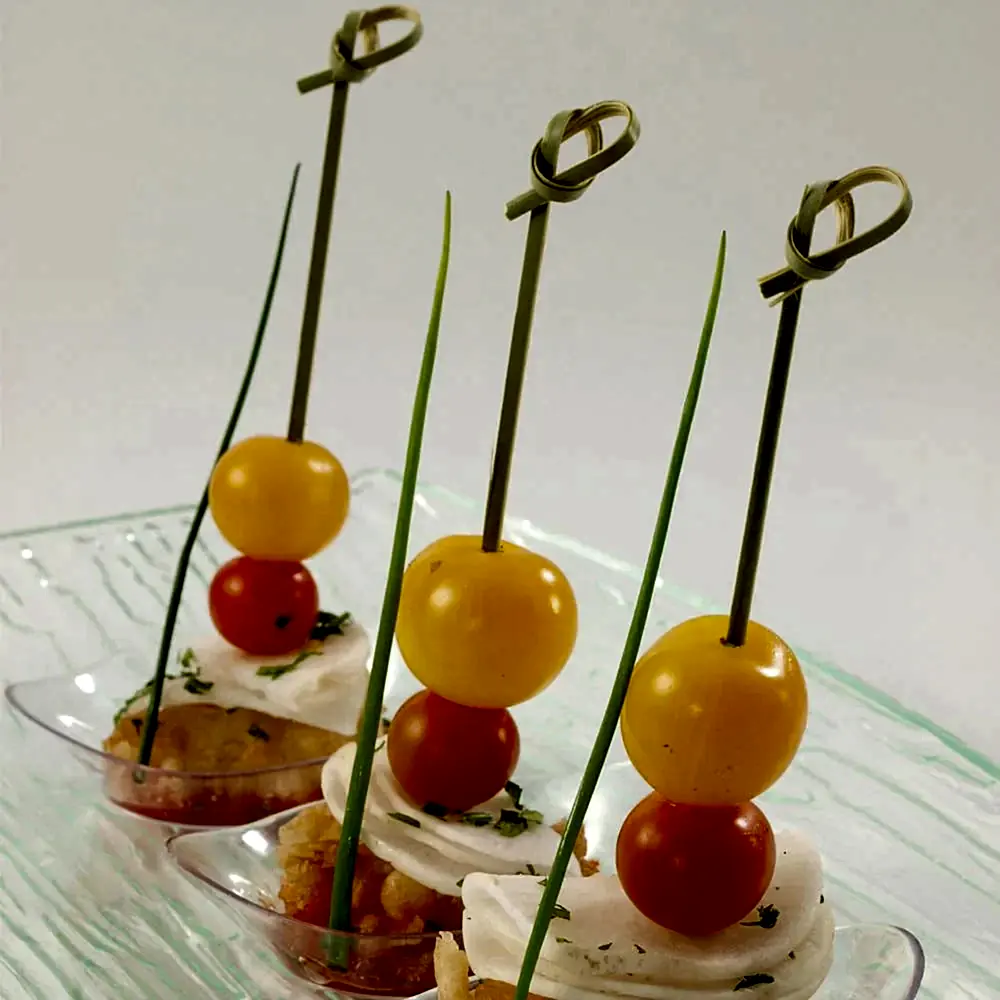 9cm (3.5") Bamboo Skewers Knot Looped - Eco Leaf Products