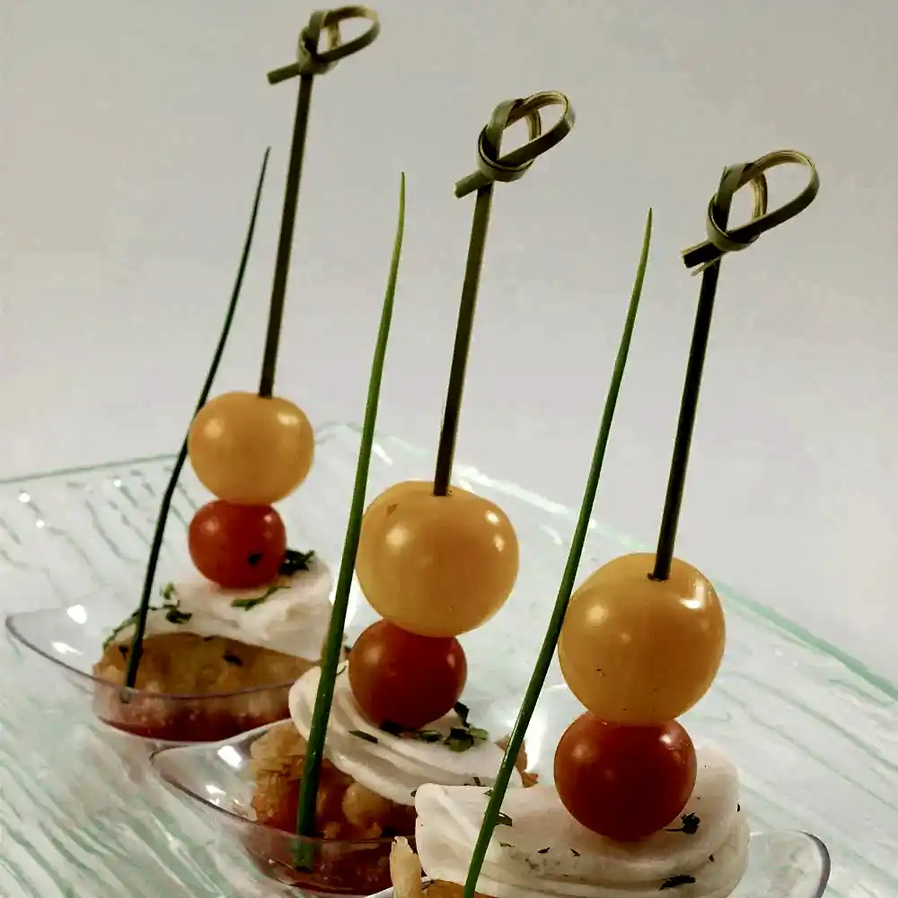 9cm (3.5") Bamboo Skewers Knot Looped - Eco Leaf Products