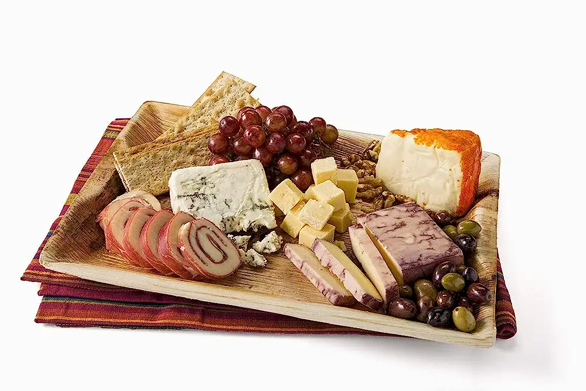 Large Rectangle Palm Leaf Disposable Wooden Platter -  14" x 10" - Eco Leaf Products